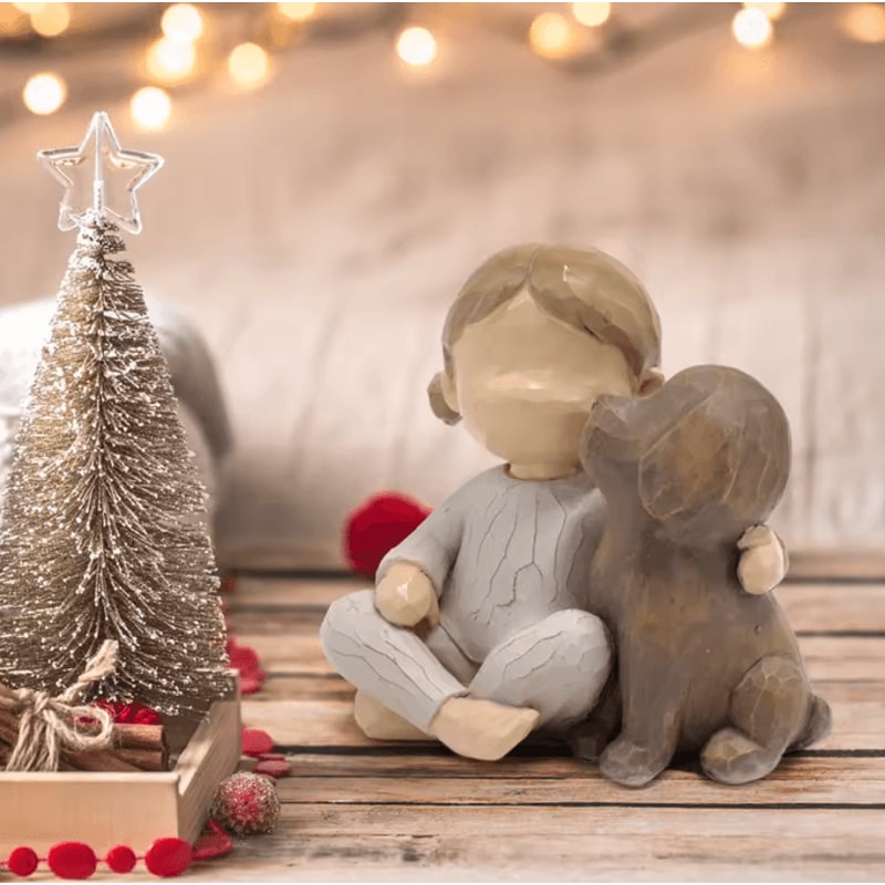 HeartBond Girl Puppy Resin Figurine Cute Companion Statue Home Decor Display For Living Room Gift 0