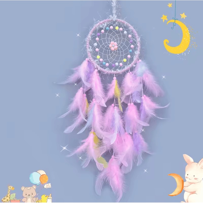 DreamAura Handmade Dream Catcher Wind Chimes Boho Feather Hanging Decor For Bedroom Car Home 0