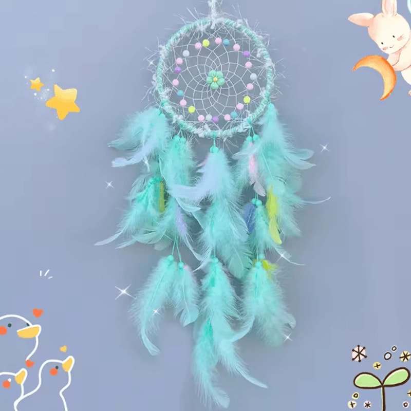 DreamAura Handmade Dream Catcher Wind Chimes Boho Feather Hanging Decor For Bedroom Car Home 1