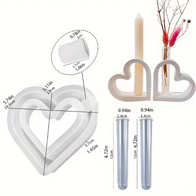 CraftBloom 3Piece HeartShaped Silicone Planter Mold Set DIY Epoxy Resin Vase Hydroponic Flowerpot 4