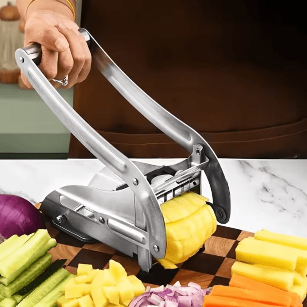 SlicePro Stainless Steel Manual Vegetable Slicer With Square Blade For Potatoes Cucumbers Everyday 4