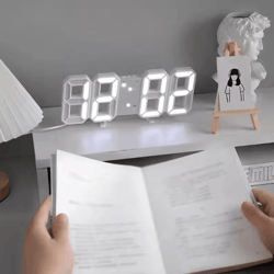 glowtime 3d luminous digital clock voice activated silent led desk clock for bedroom & modern home decor