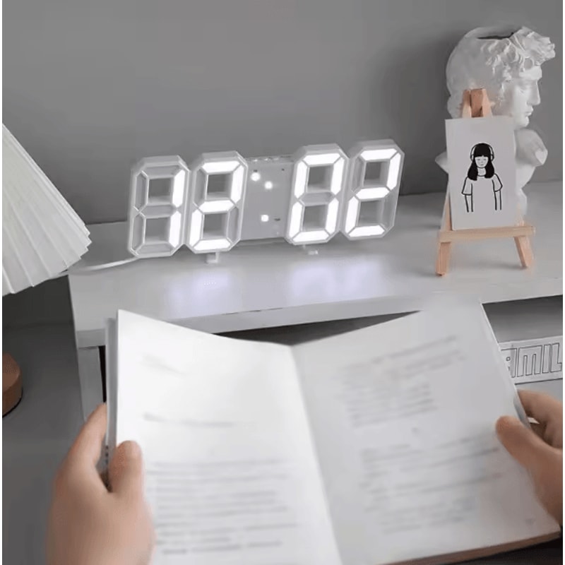 GlowTime 3D Luminous Digital Clock Voice Activated Silent LED Desk Clock For Bedroom Modern Home D 0