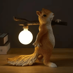 glownest nordic cartoon squirrel resin desk lamp cute ambient light for kids bedroom & living room decor