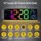 16Inch RGB Large Digital Wall Clock With Remote Temperature Display Alarm 4
