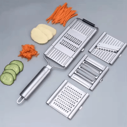 4-in-1 stainless steel vegetable slicer & mandoline cutter set with shredder and grater