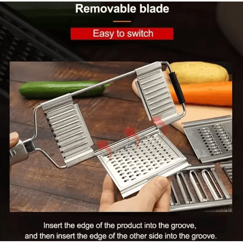 4in1 Stainless Steel Vegetable Slicer Mandoline Cutter Set With Shredder And Grater 3