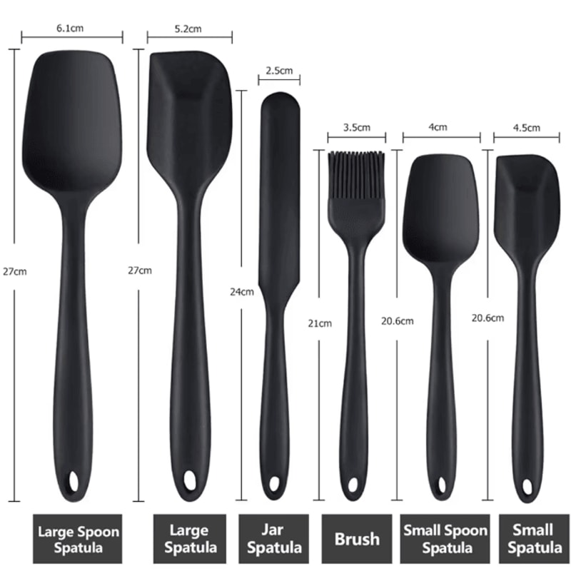 6Piece Food Grade Silicone Spatula Set Heat Resistant NonStick Kitchen Tools For Cooking Baking 4