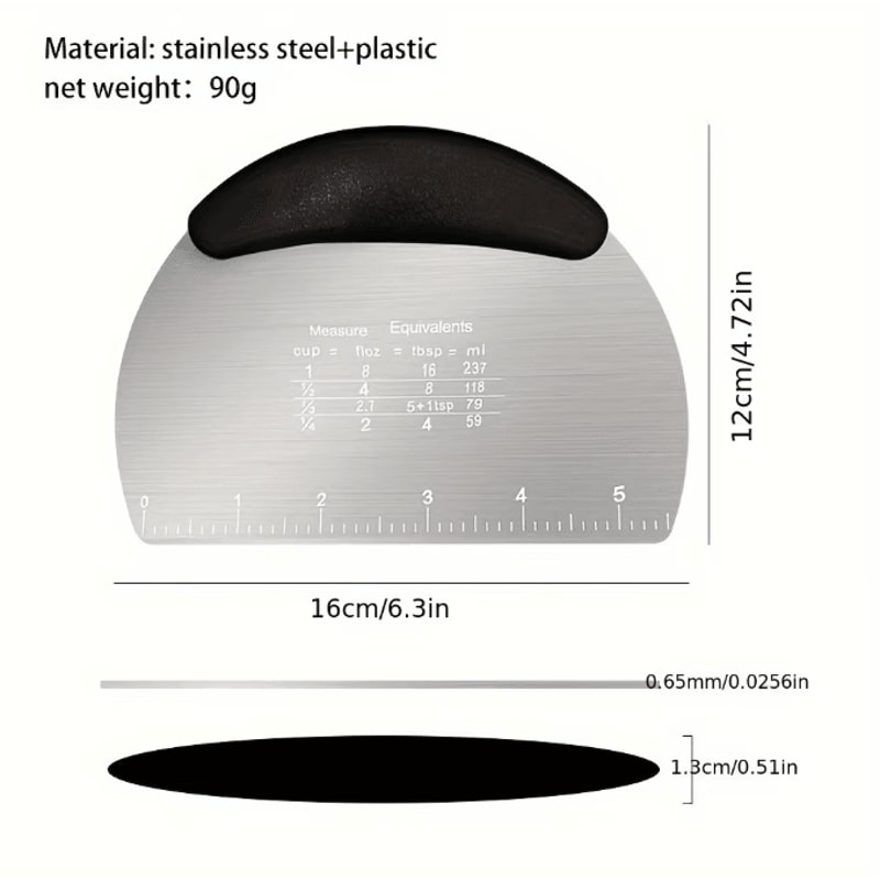 Stainless Steel Dough Scraper Cutter HeavyDuty Pastry Bench Scraper For Baking Food Prep 3