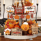 Fall Harvest Wooden Tiered Tray Decor Set Farmhouse Autumn Pumpkin Maple Leaf Centerpieces 0