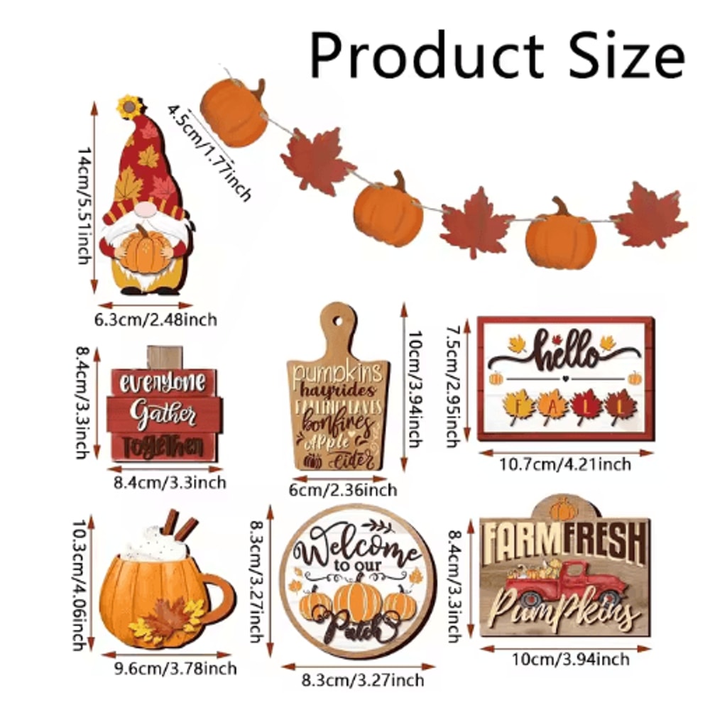 Fall Harvest Wooden Tiered Tray Decor Set Farmhouse Autumn Pumpkin Maple Leaf Centerpieces 3