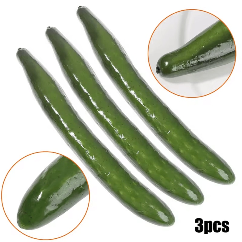 3Piece Realistic Artificial Cucumber Set Lifelike Vegetable Props For Kitchen Home Decor 2