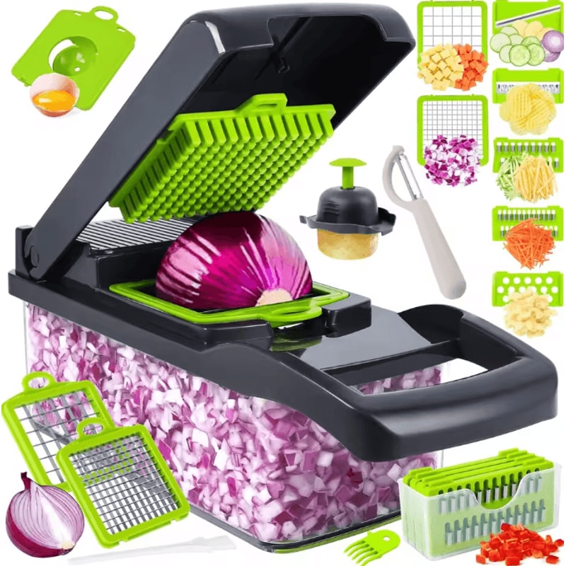 16in1 Multifunction Vegetable Slicer Chopper Set Mandoline Cutter With Cleaver Blade 0