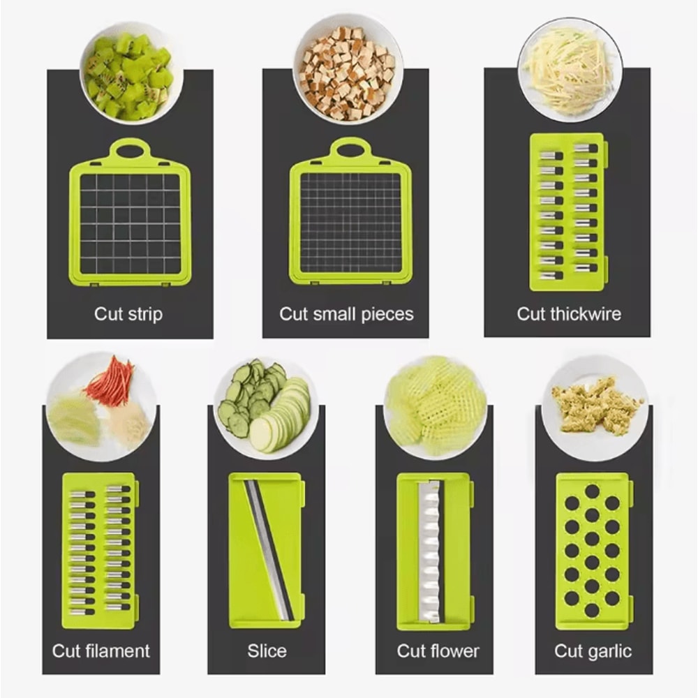 16in1 Multifunction Vegetable Slicer Chopper Set Mandoline Cutter With Cleaver Blade 3
