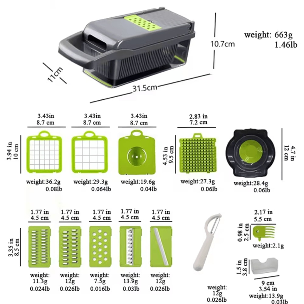 16in1 Multifunction Vegetable Slicer Chopper Set Mandoline Cutter With Cleaver Blade 4
