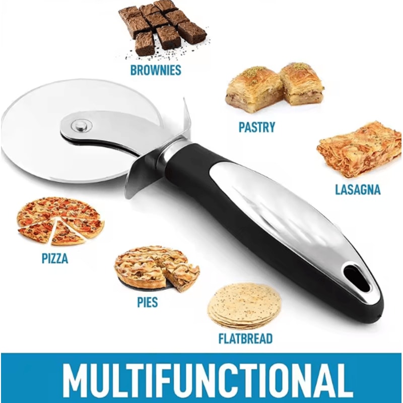 3Inch Stainless Steel Pizza Cutter Wheel Ergonomic NonSlip Handle With Finger Guard 1
