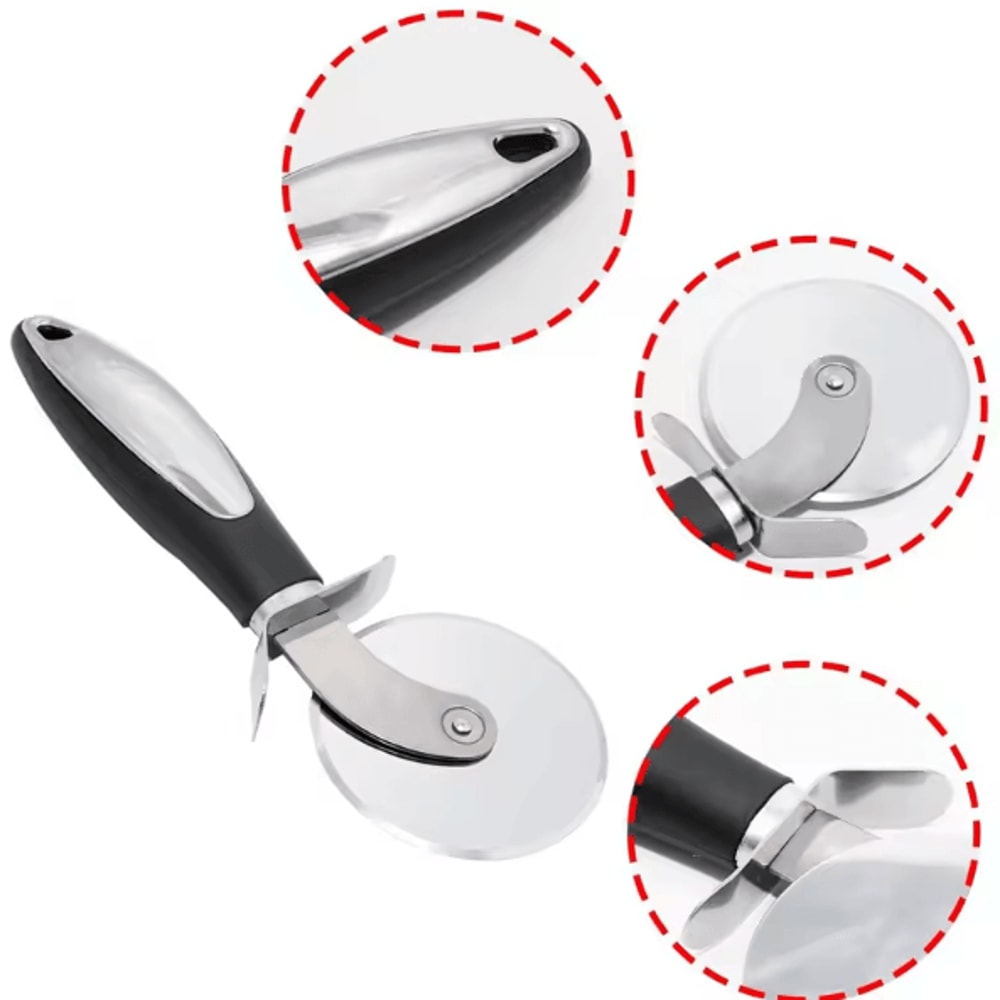 3Inch Stainless Steel Pizza Cutter Wheel Ergonomic NonSlip Handle With Finger Guard 2