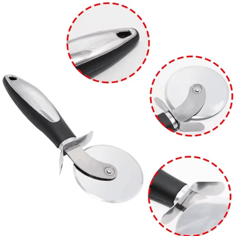 3Inch Stainless Steel Pizza Cutter Wheel Ergonomic NonSlip Handle With Finger Guard 2