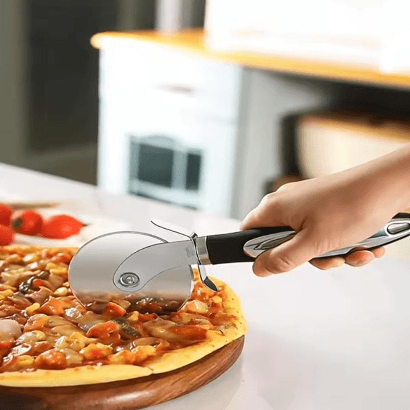 3Inch Stainless Steel Pizza Cutter Wheel Ergonomic NonSlip Handle With Finger Guard 3