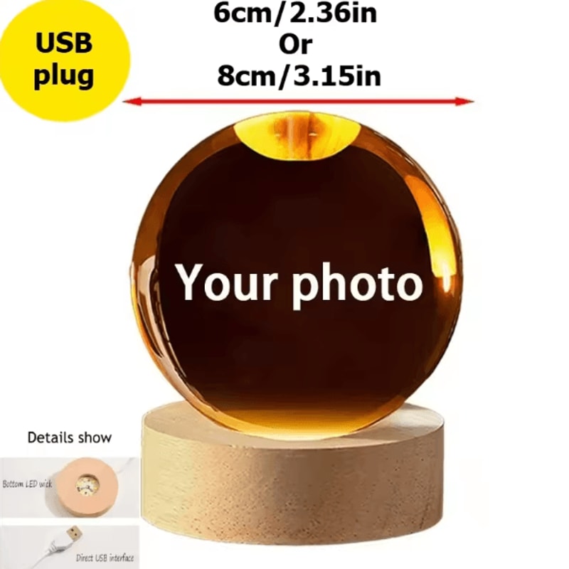 Personalized Ultrasound Crystal Ball With Laser Engraved Baby Photo Keepsake Gift 5