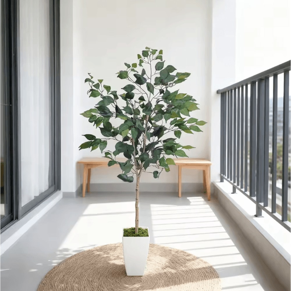 13M Curved Trunk Artificial Ficus Tree In Pot Realistic Faux Indoor Plant Decor 1