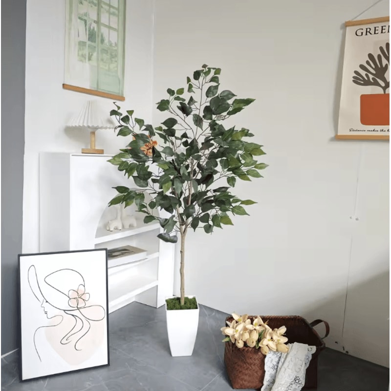 13M Curved Trunk Artificial Ficus Tree In Pot Realistic Faux Indoor Plant Decor 2