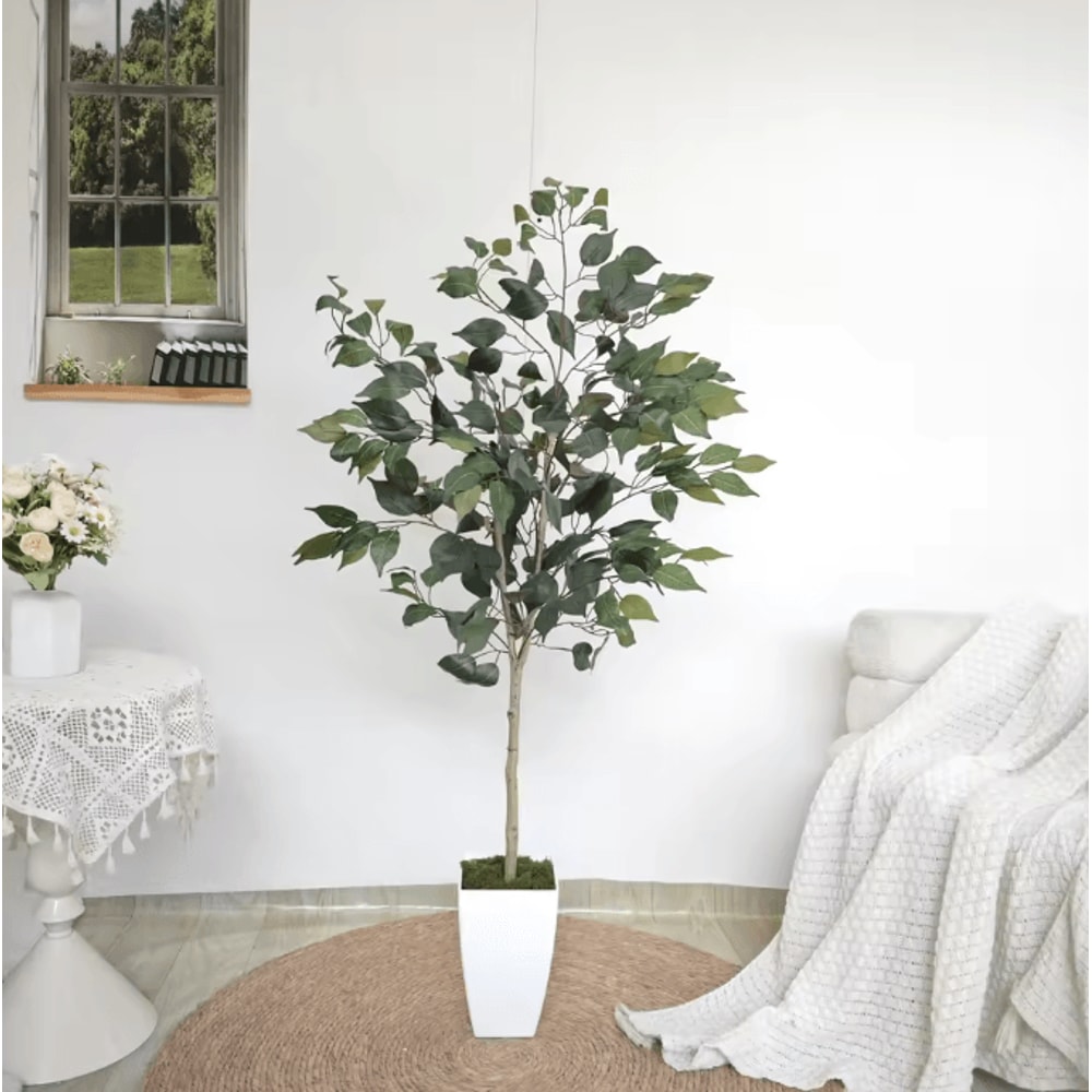 13M Curved Trunk Artificial Ficus Tree In Pot Realistic Faux Indoor Plant Decor 3