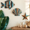 Colorful Wooden Ocean Wall Decor Set Sea Fish Shell Starfish Farmhouse Art 0