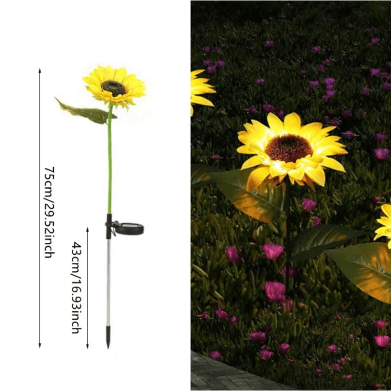 Solar LED Sunflower Rose Garden Lights Waterproof Colorful Outdoor Landscape Decor 5