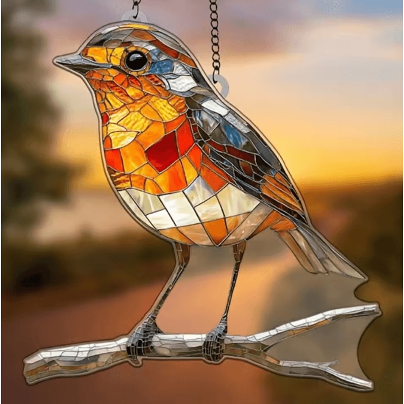 8Inch Acrylic Bird Wall Decor Colorful Suncatcher Ornament For Kitchen Garden 0