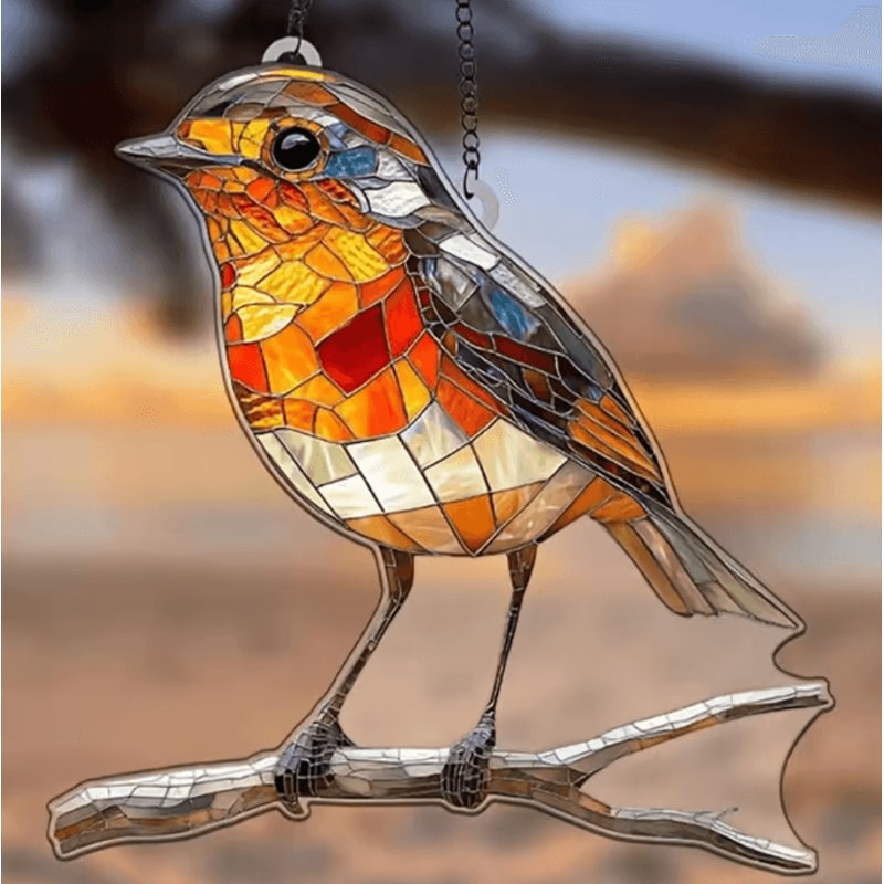 8Inch Acrylic Bird Wall Decor Colorful Suncatcher Ornament For Kitchen Garden 3