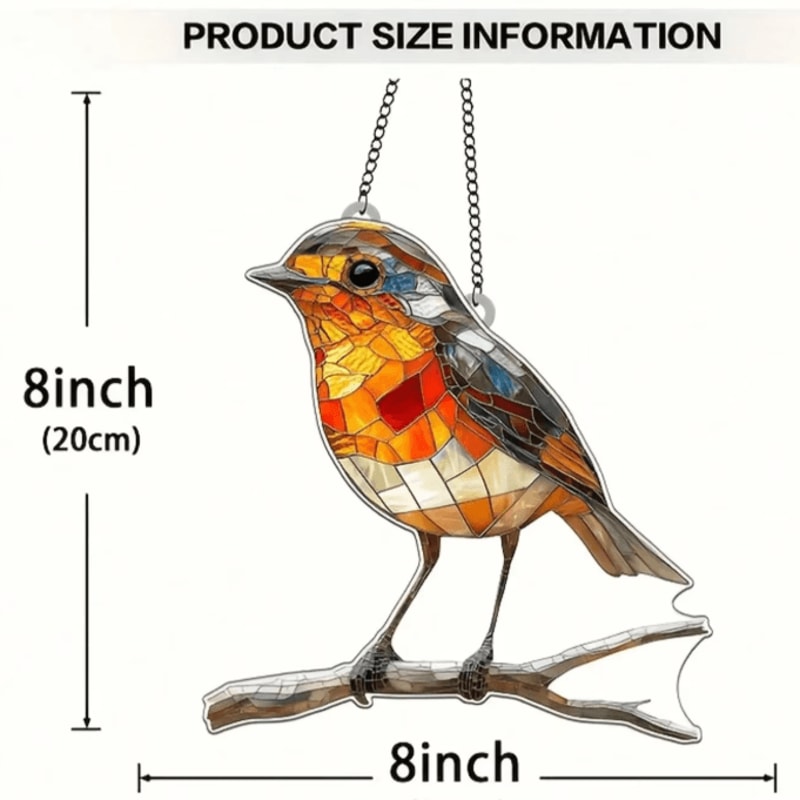 8Inch Acrylic Bird Wall Decor Colorful Suncatcher Ornament For Kitchen Garden 5