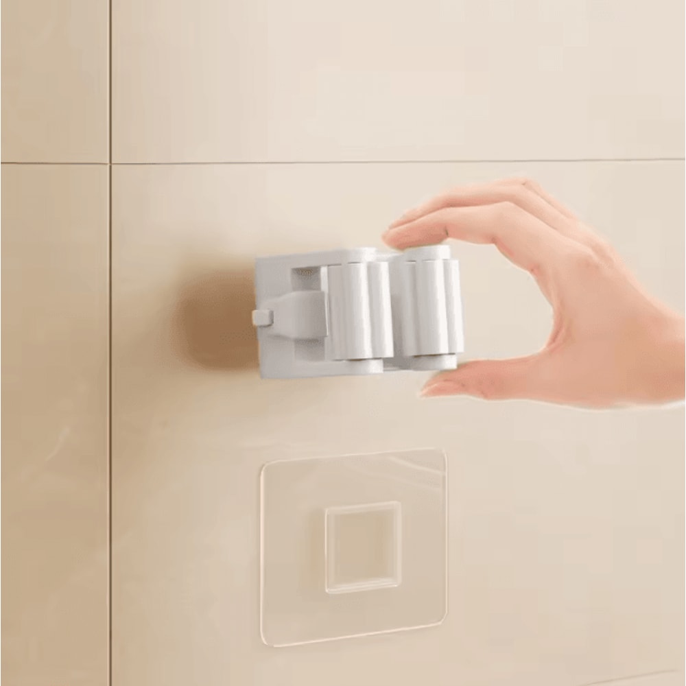 4PCS SelfAdhesive Mop Broom Holder Wall Mount NoDrill Organizer For Kitchen Bathroom 3