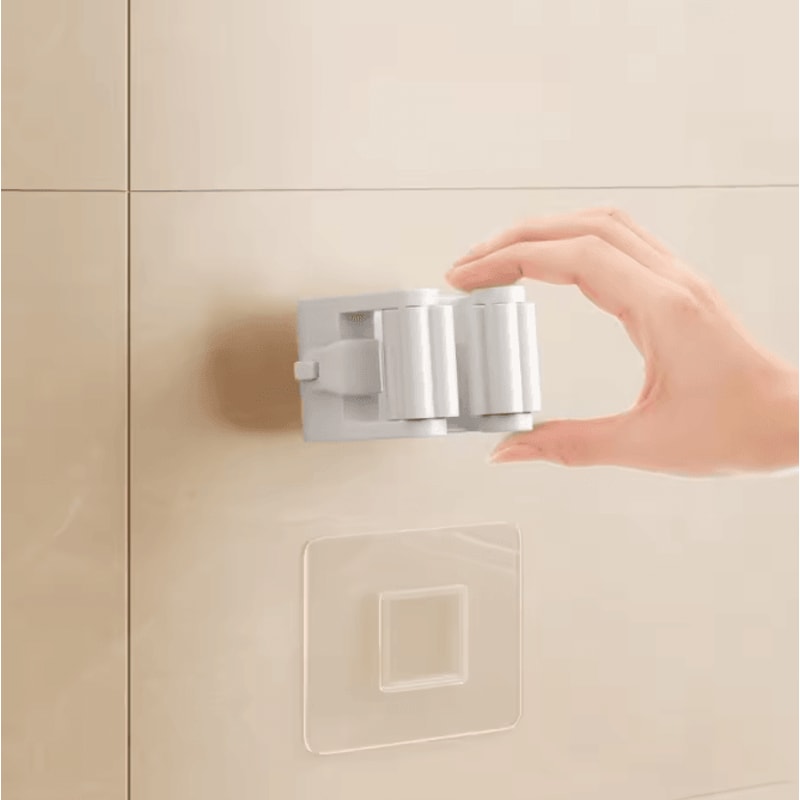 4PCS SelfAdhesive Mop Broom Holder Wall Mount NoDrill Organizer For Kitchen Bathroom 3