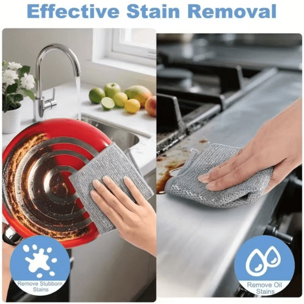 6Pack Stainless Steel Scrubber Pads Heavy Duty NonScratch Wire Scouring Cloth For Kitchen Cleaning 2
