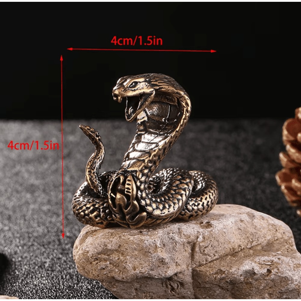 Antique Copper Mini Snake Figurine Vintage Bronze Desk Ornament For Home Office Decor 4