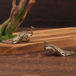 elegant brass peacock figurine – chinese handcrafted mini ornament for home & desk decor