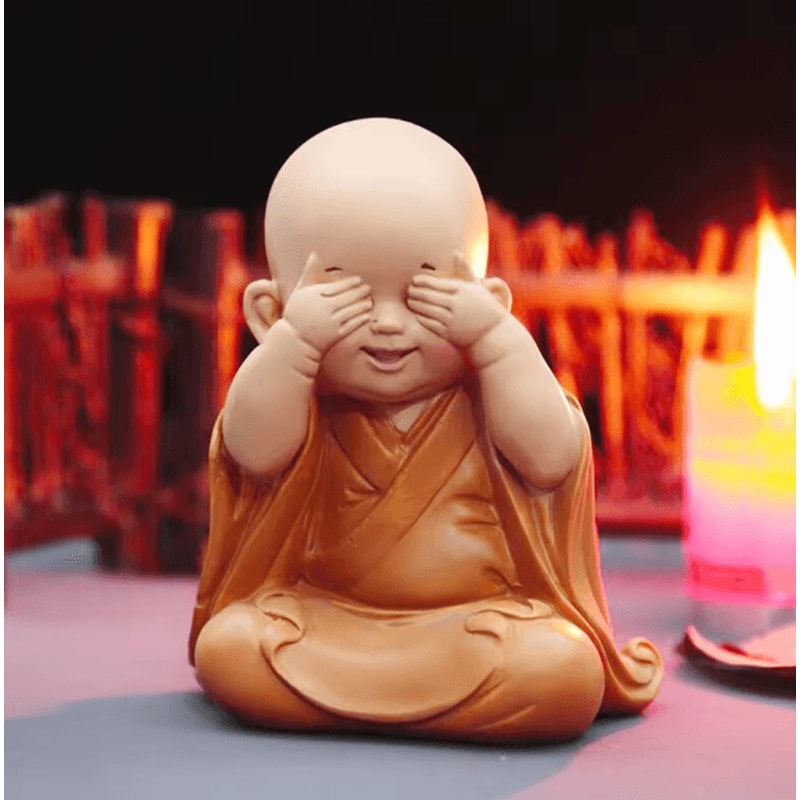 Cute Mini Monk Resin Figurine Zen Buddha Statue For Desk Home Decor 2