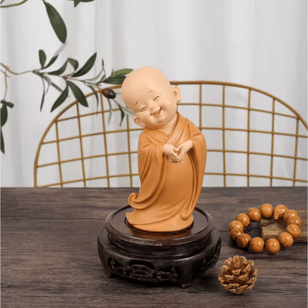 Cute Mini Monk Resin Figurine Zen Buddha Statue For Desk Home Decor 9