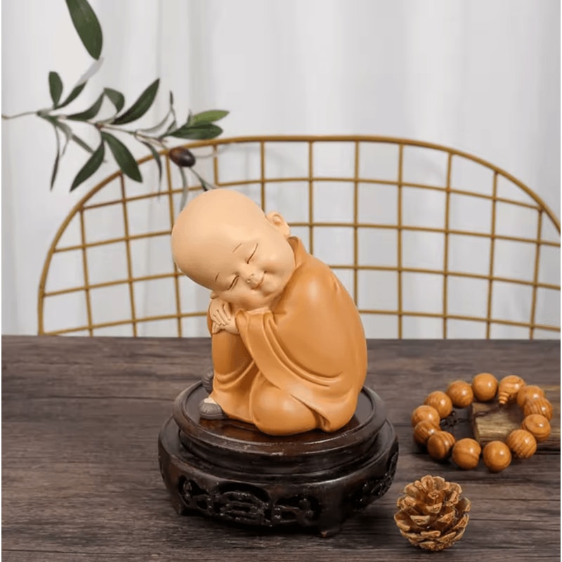 Cute Mini Monk Resin Figurine Zen Buddha Statue For Desk Home Decor 10