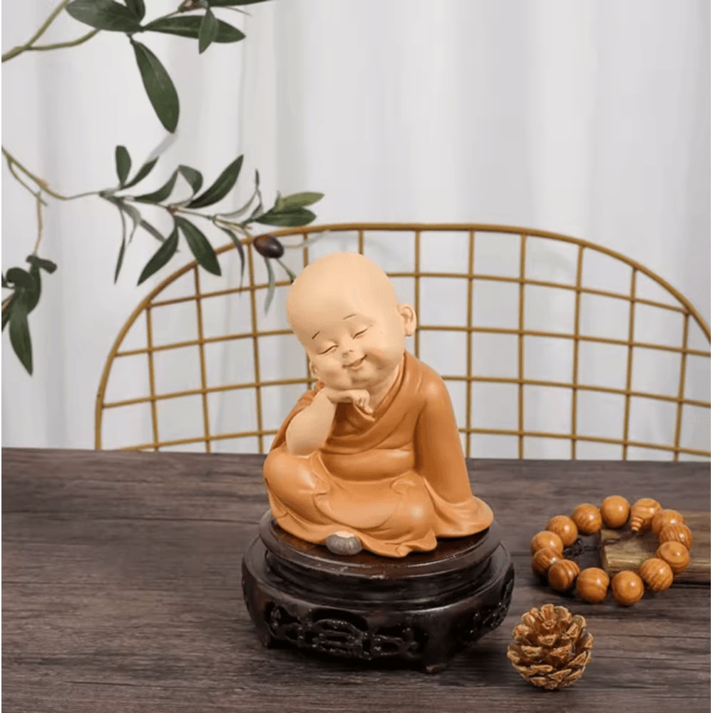 Cute Mini Monk Resin Figurine Zen Buddha Statue For Desk Home Decor 11