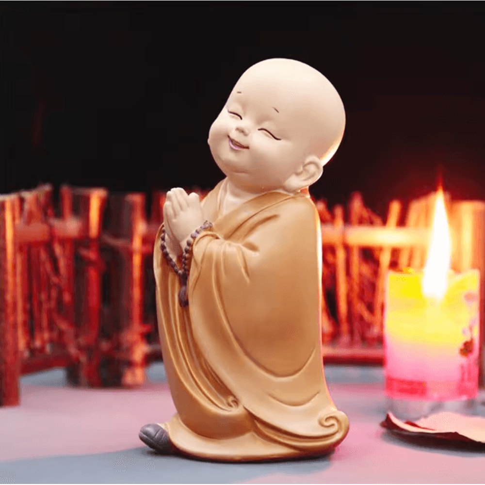 Cute Mini Monk Resin Figurine Zen Buddha Statue For Desk Home Decor 5