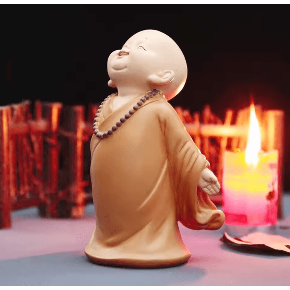 Cute Mini Monk Resin Figurine Zen Buddha Statue For Desk Home Decor 6