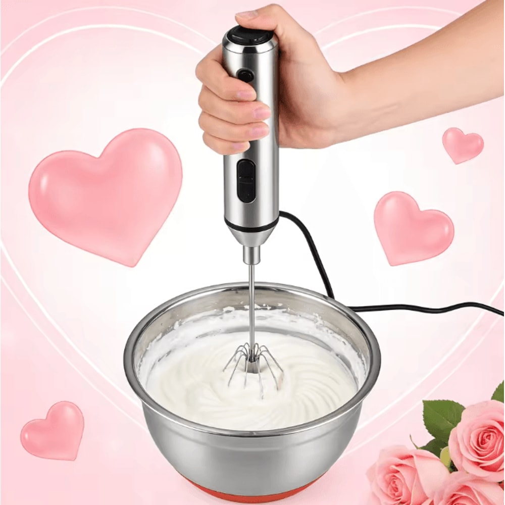 1Second Mini Whisk Handheld Milk Frother Egg Beater OnePress Coffee Mixer Tool 0