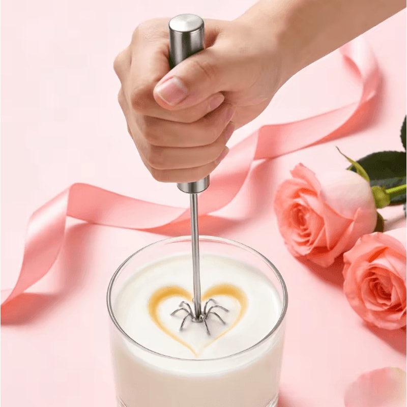 1Second Mini Whisk Handheld Milk Frother Egg Beater OnePress Coffee Mixer Tool 1