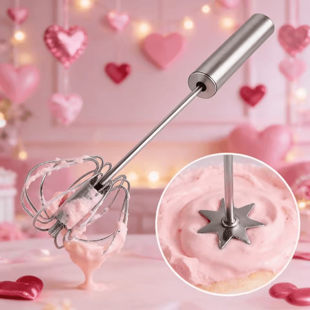 1Second Mini Whisk Handheld Milk Frother Egg Beater OnePress Coffee Mixer Tool 2