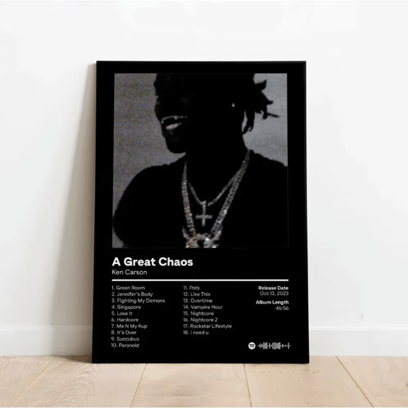 Ken Carson A Great Chaos Canvas Poster Hip Hop Album Cover Wall Art For Room Decor 0