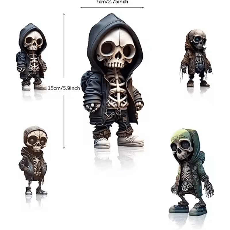 Cool Mini Skeleton Resin Figurine Spooky Skull Statue For Halloween Home Decor 4