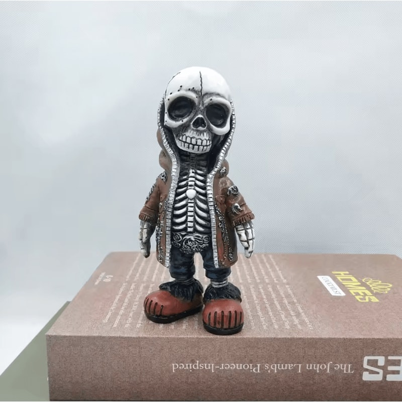 Cool Mini Skeleton Resin Figurine Spooky Skull Statue For Halloween Home Decor 6