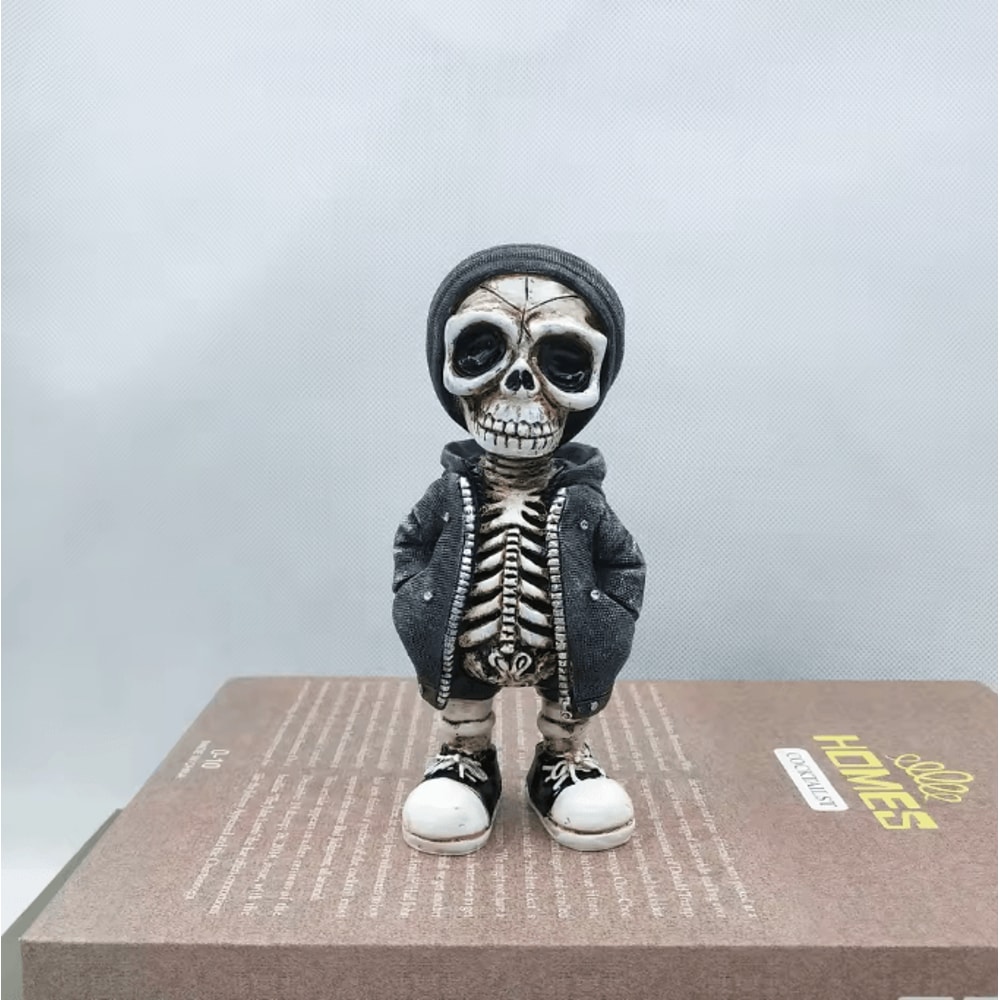 Cool Mini Skeleton Resin Figurine Spooky Skull Statue For Halloween Home Decor 8